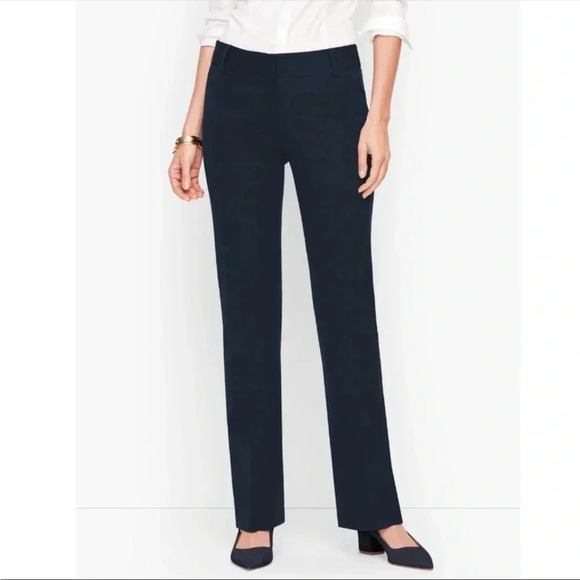 TALBOTS like New Navy Ruffle Pockets Cropped Pants petite Sz 8 Business Career - Picture 1 of 8